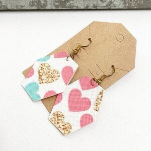 Heart print hand made earrings